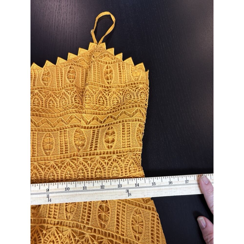 Dress the Population Brenna Midi Cocktail Dress Honey Yellow Gold Size Medium - Picture 8 of 15